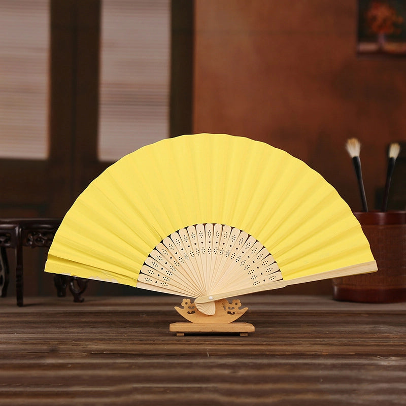 7-inch White Paper Fan Blank Folding Colorful Children’s Drawing Fan Diy Handmade Coloring Plain Surface Office Bamboo Crafts