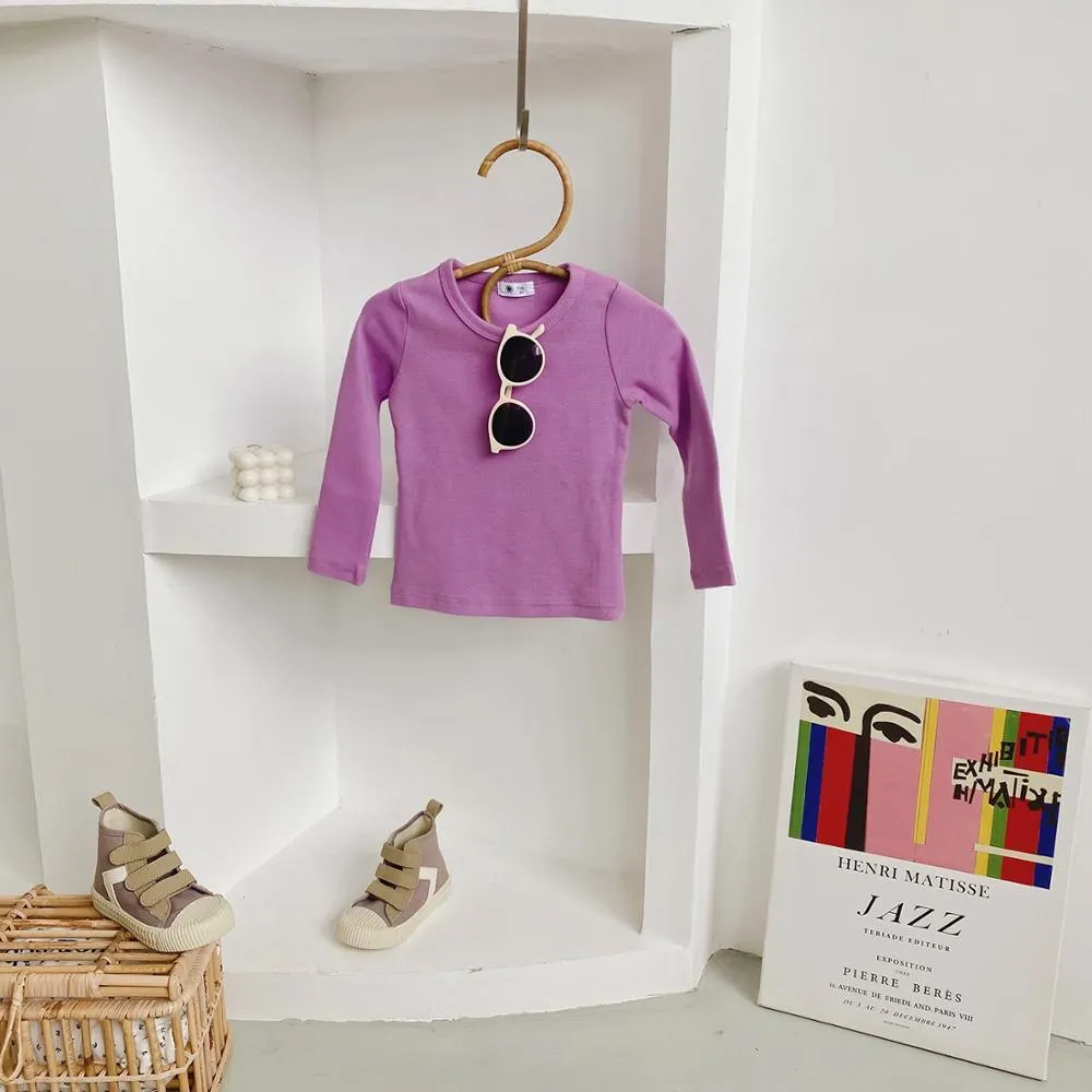 1-10T Cotton T Shirt For Boys Girls Spring Clothes Toddler Kid Baby Candy Color Casual Plain Tee Stretch Basic tshirt Outfit