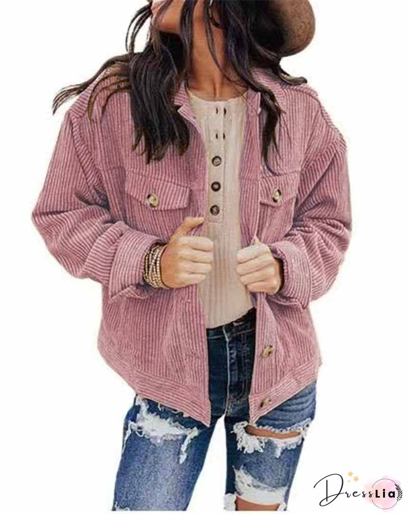 Corduroy Lamb Panel Coat Tops