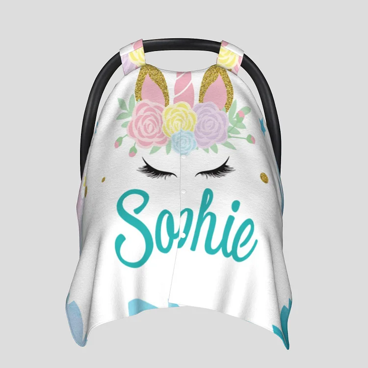 Personalized Baby Unicorn Car Seat Canopy for Comfort & Unique| C33