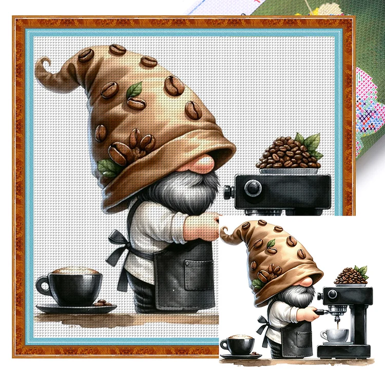 『YiShu』Coffee Gnome - 11CT Stamped Cross Stitch(40*40cm)