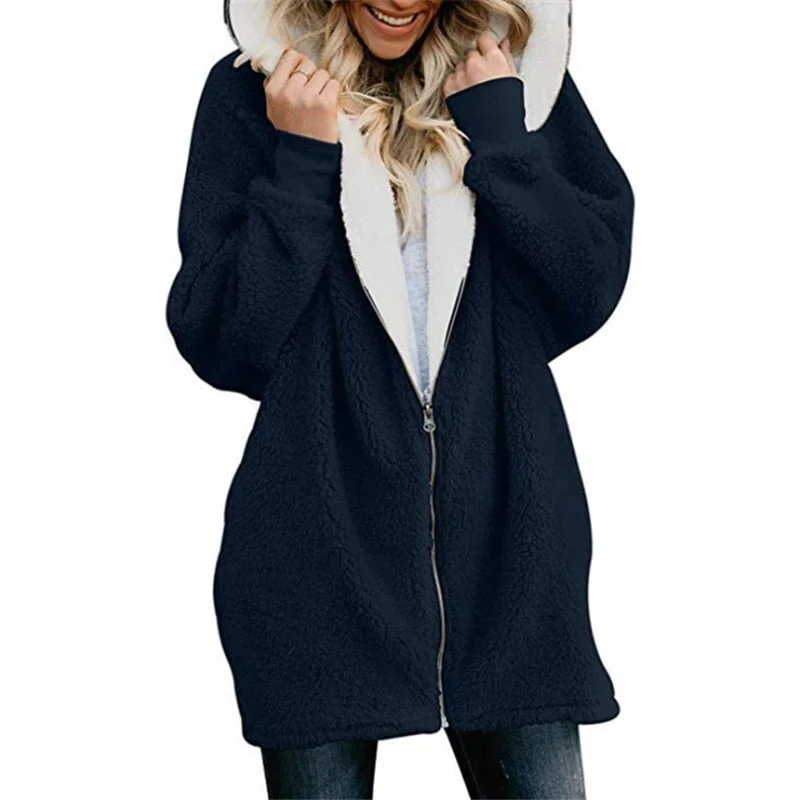 Lamb velvet hooded women long winter jacket 2019 autumn and winter new plus size 5XL warm outwear coat female