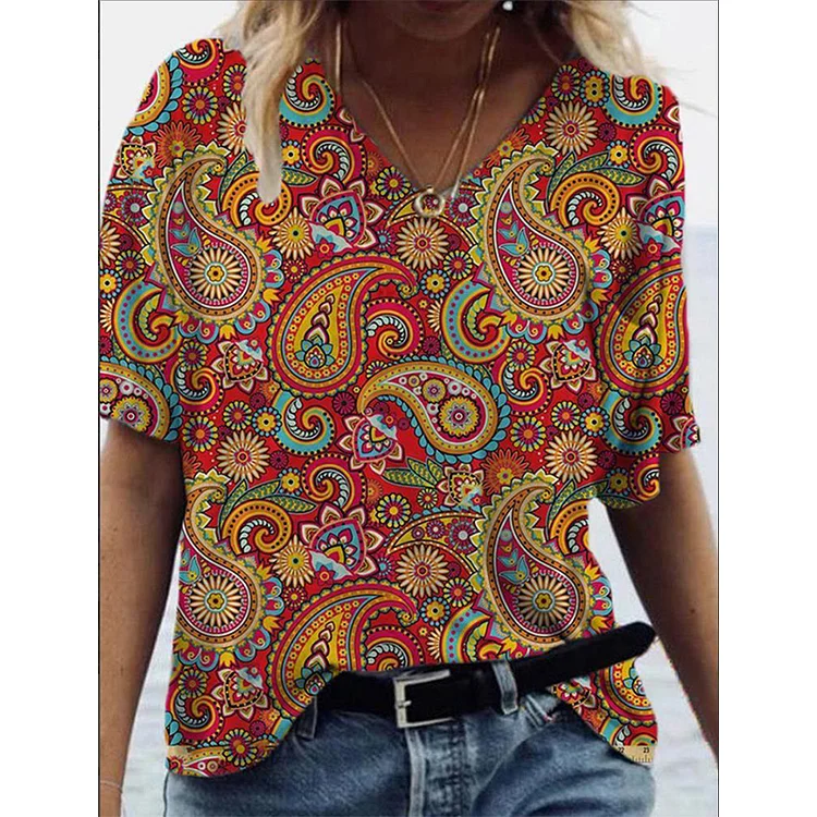 Paisley Pattern Print T-shirt