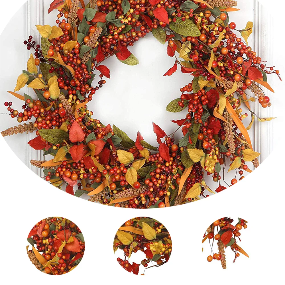 New Autumn Wreath Thanksgiving Halloween Home Door Hanging Decoration