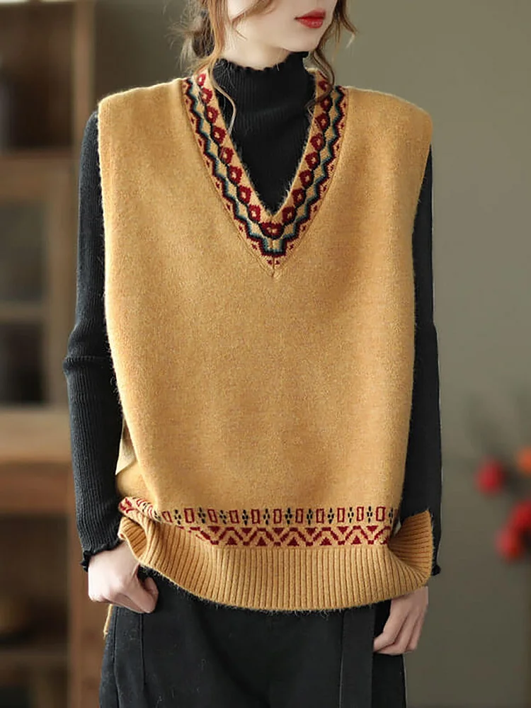 Winter Women Knitted Vest Sleeveless Sweater