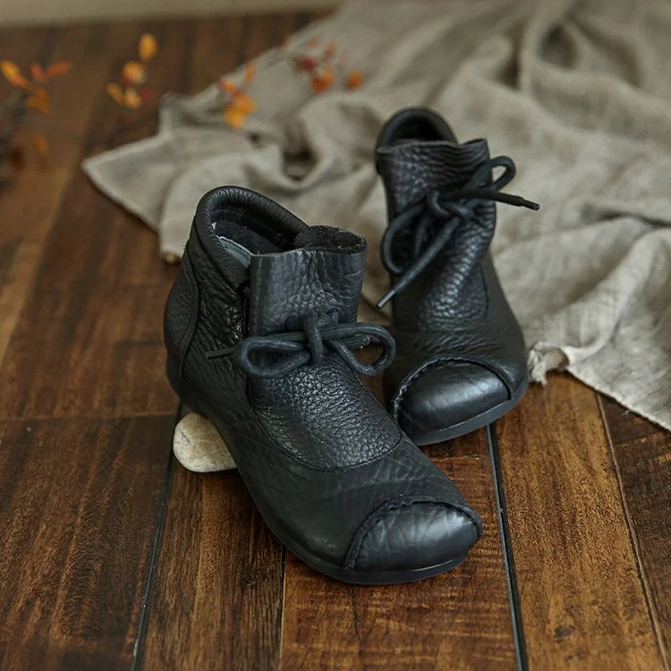 Cozy Autumn Retro Ethnic Leather Women's Ankle Boots