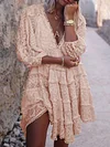 Polka Dot Plunging Long Sleeves Mini Dress