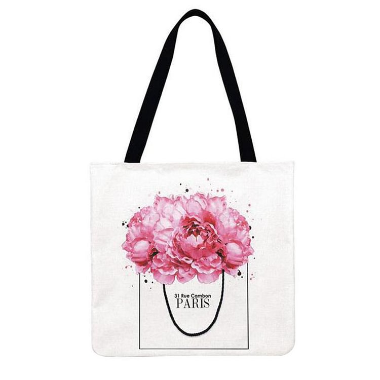 【Limited Stock Sale】Linen Tote Bag - Love Flower