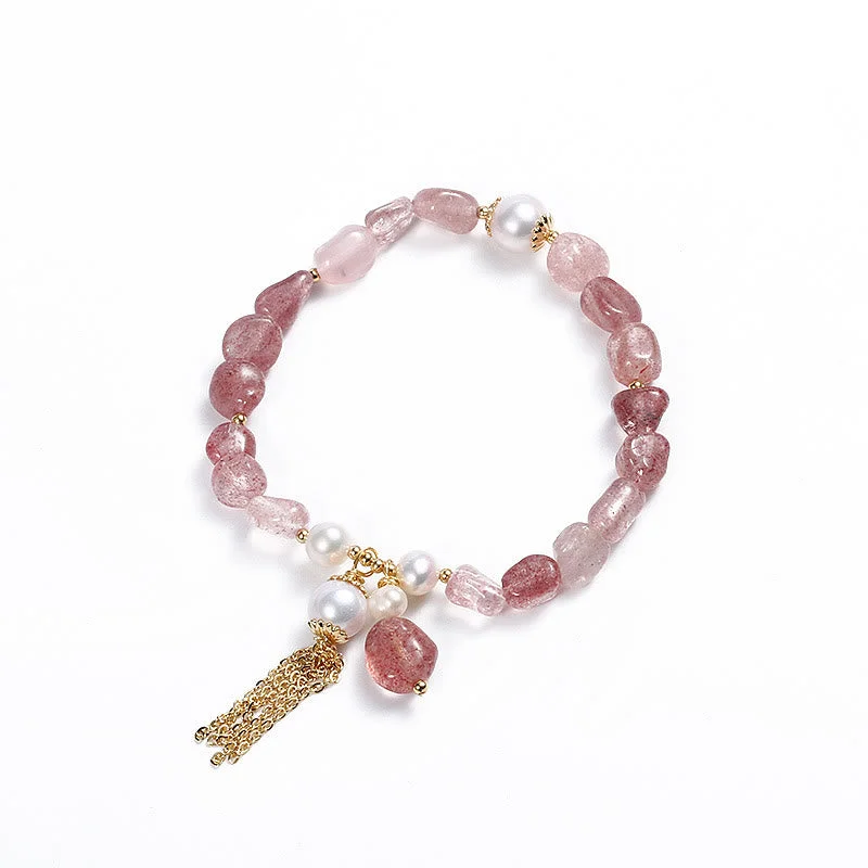 Strawberry Quartz Pearl Love Healing Bracelet