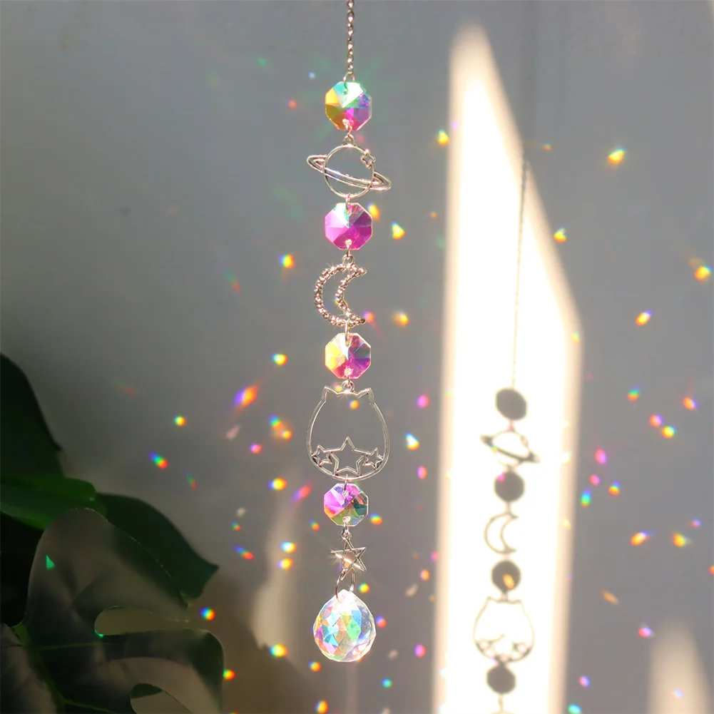 Crystal Wind Chime Prism Catchers Hanging Ornament Curtain Garden Pendant