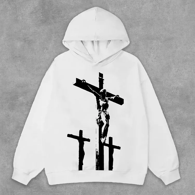 Jesus Cross Graphics Print Side Pockets Hoodie SOPULA