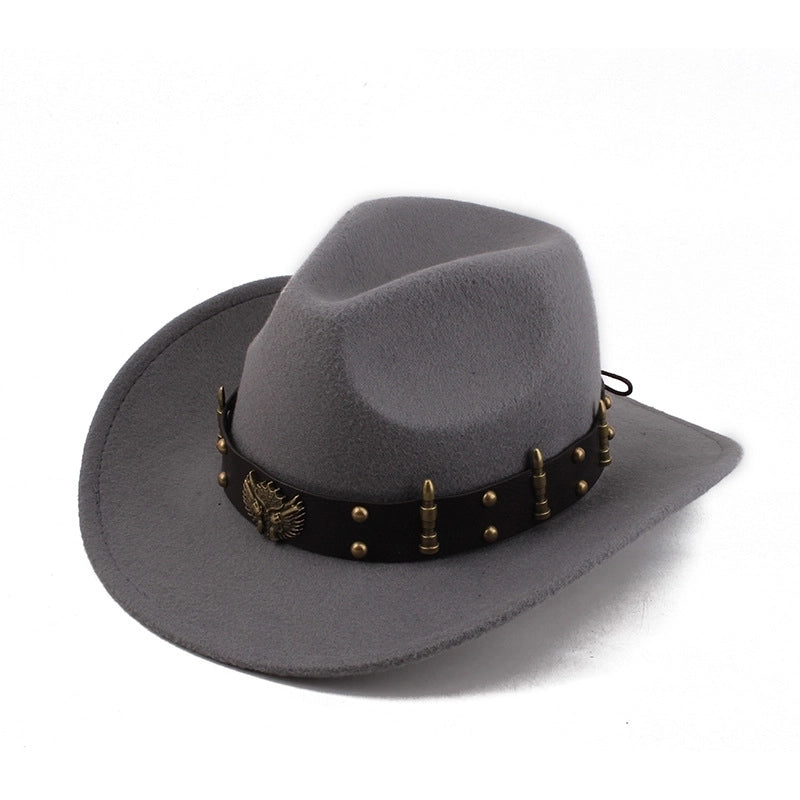 Ethnic Style Topper Hat Western Cowboy Hat Tibetan Tibetan Performance Hat Woolen Hat Central Retro Woolen Hat