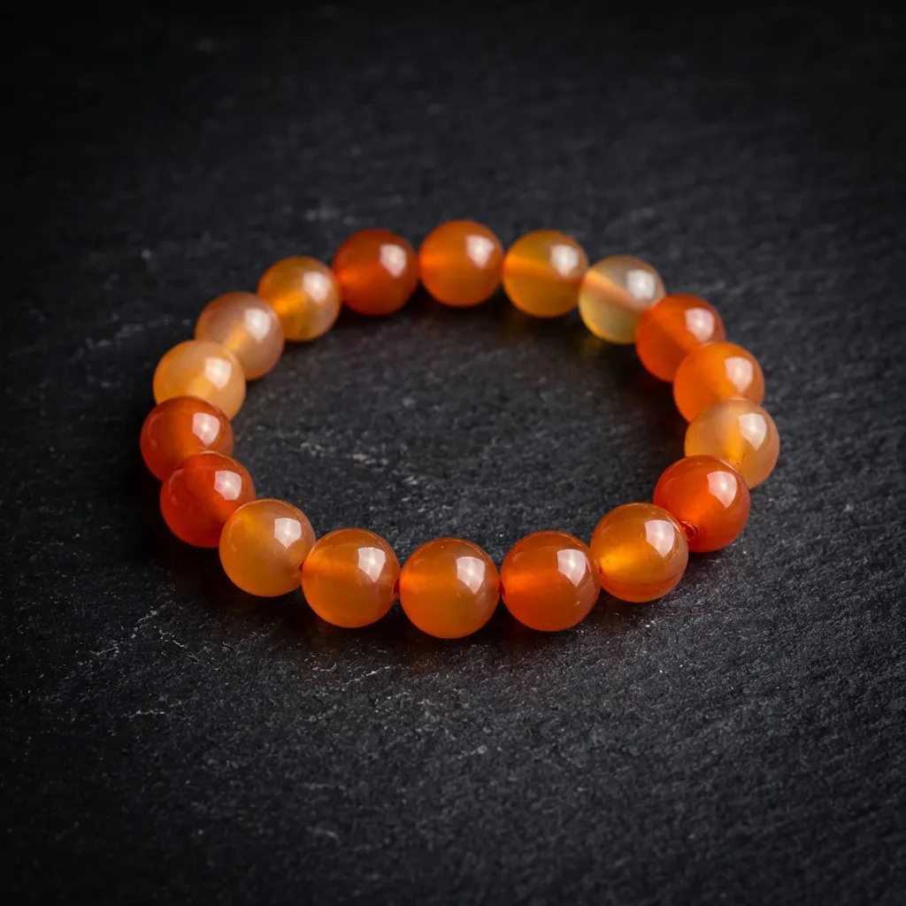 JiStones Radiant Sunset: Natural Icy Red Agate Bead Bracelet Icy Sunset Glow-Statement (10mm)