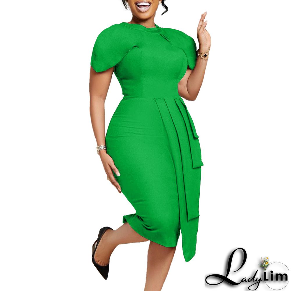 Ladies Africa Summer Elegant Short Sleeve Bodycon Dress