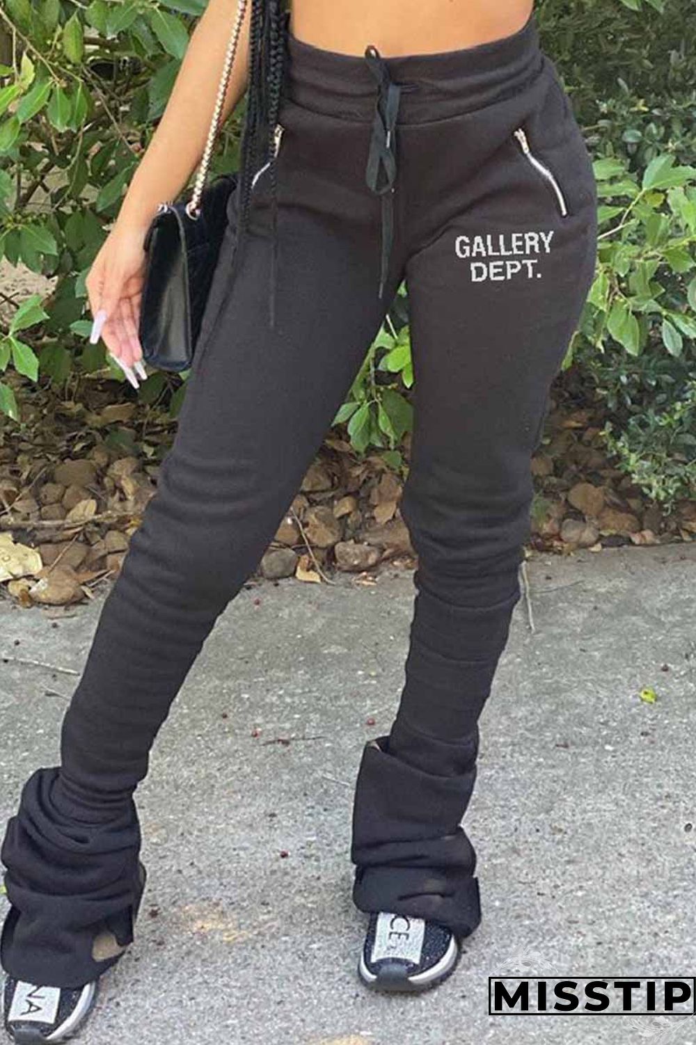 Grey Street Print Letter Mid Waist Bottoms