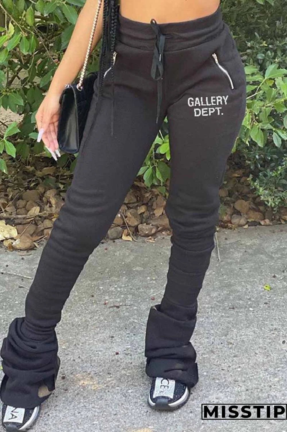 Grey Street Print Letter Mid Waist Bottoms