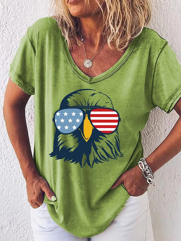 American Independence Day V Neck T-shirt-JR00391