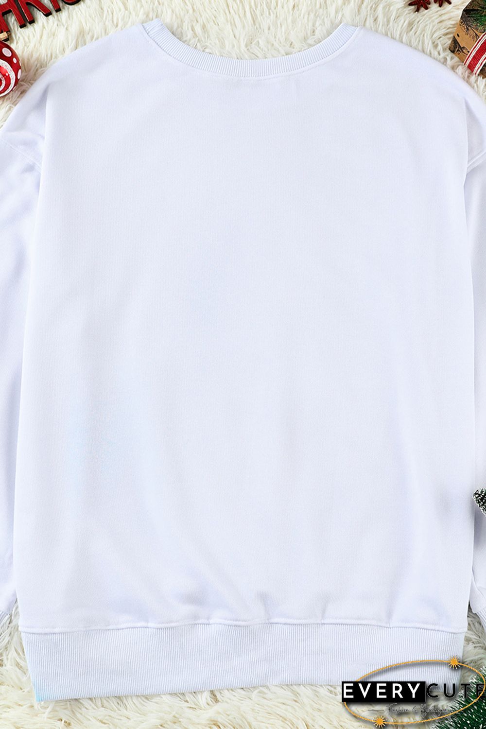 White Leopard Snowflake Pullover Sweatshirt