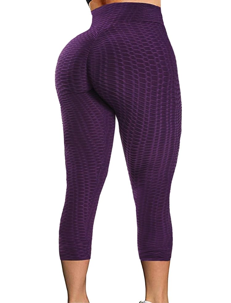 u capris purple womens ribbed yoga active leggings