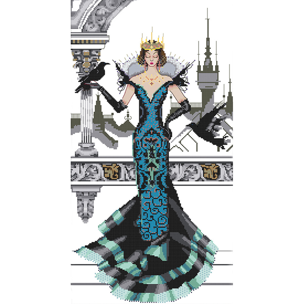 

RAVEN-QUEEN - 14CT Stamped Cross Stitch - 34*59CM, 501 Original