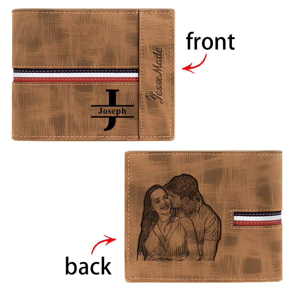 Portefeuille Classique 1 Prénom et Lettre Personnalisés avec Photo Porte-Monnaie Carte