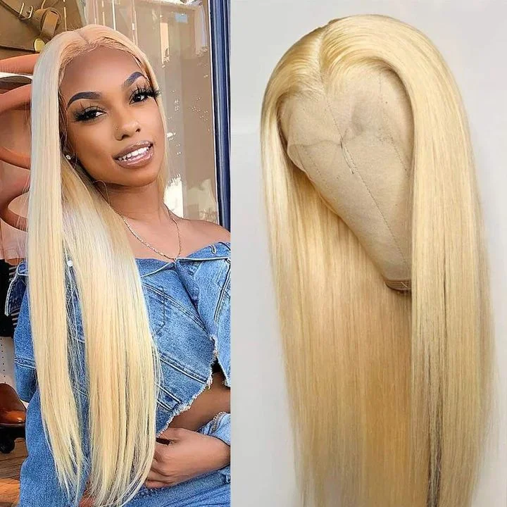 14A 613 HD Transparent Straight Human Hair Lace Wig for Black Women T Part Lace Frontal Hair Wigs