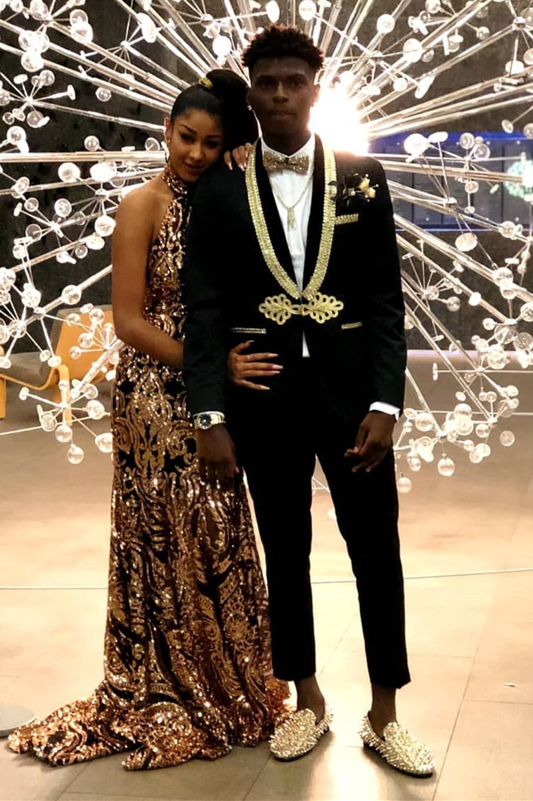 Newest Bespoke With Gold Lapel Knitted Button Party Prom Man's Suits Black | Ballbellas Ballbellas