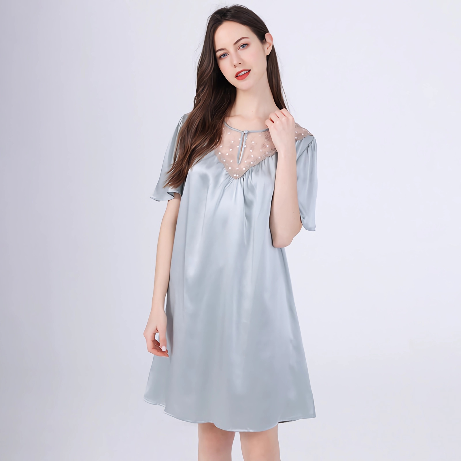 Silk Nightgowns For Women Short Sleeve REAL SILK LIFE