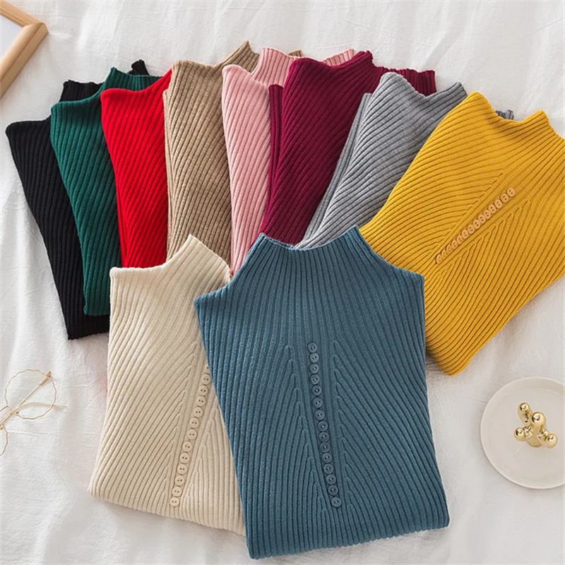 Uveng Uveng Collar Sweater Bottomed Women's Long-Sleeved Top 2024 Autumn And Winter New Button Tight Knitted Shirt
