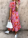 Floral Printed Split-Side Midi Dress
