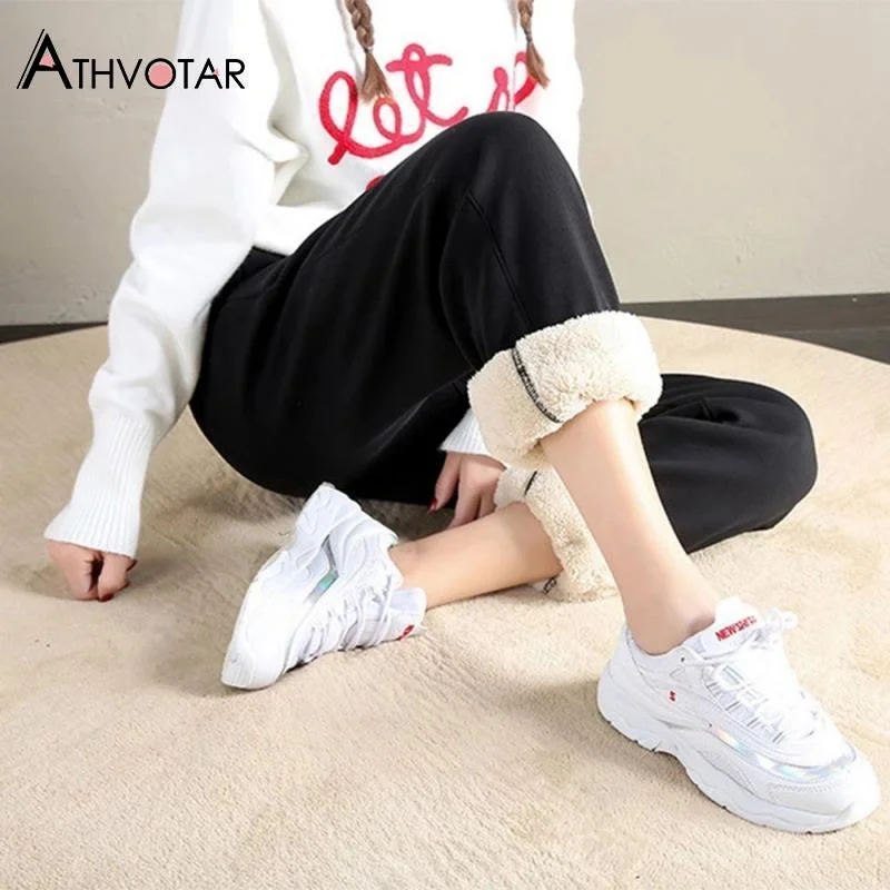 ATHVOTAR Thicken Leggings Women Winter Warm High Waist Thermal Leggings Casual Elasticity Loose Legging Women