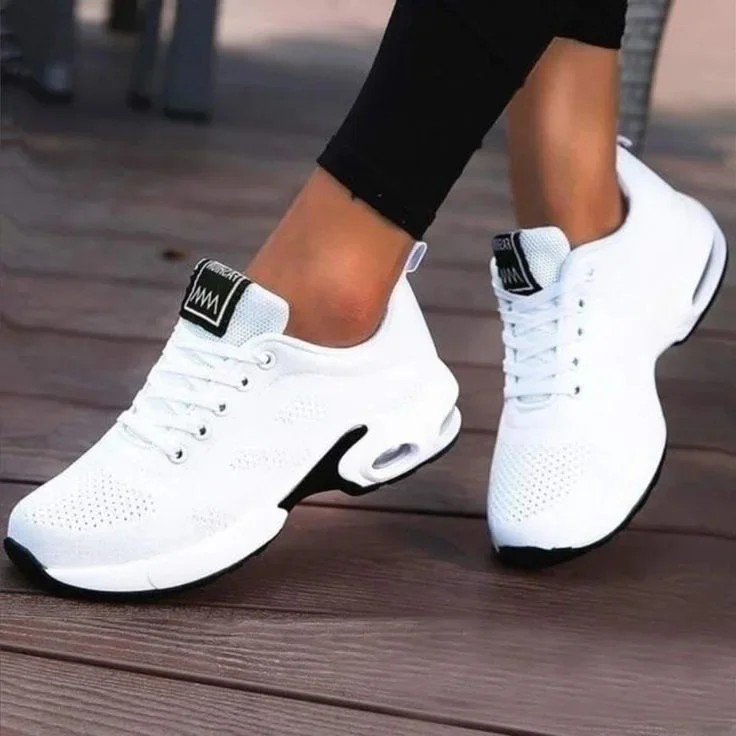Women's Lace-up Fabric Flat Heel Sneakers
