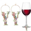 2pcs/set DIY 26 Letters Double Side Diamond Painting Wine Glass Charms Identification Kit