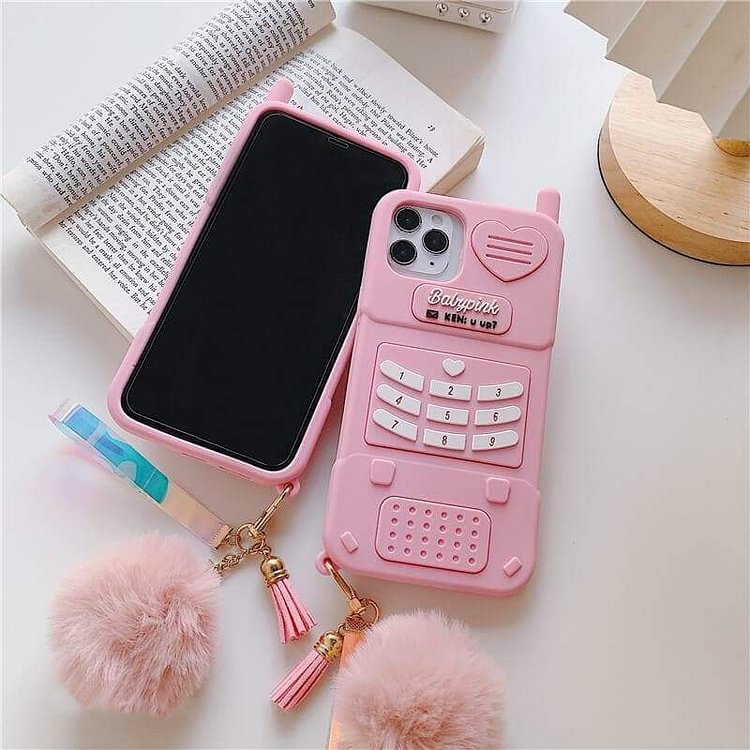 Cute Aesthetic Retro Pink Silicone Phone Case iPhone SP15937
