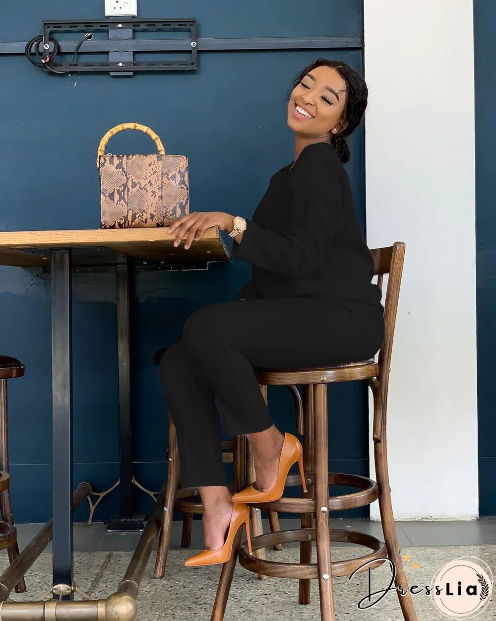 Long Sleeves T shirt Sportswear Two Piece Pants Set