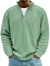 Men's Simple Casual Ribbed Stand Collar Zipper Long Sleeve T-shirt