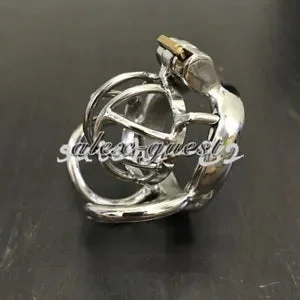pornhint Pornhint Stainless Steel Male Chastity Device Cage Belt Rings Locking Anti-Off Clamp New