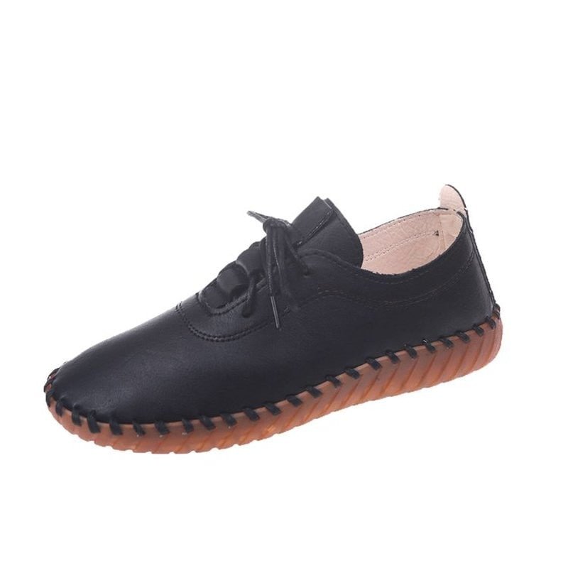 white shoes women's summer thin section of beef tendon sole mother shoes super soft flat round toe leather tenis feminino shoes