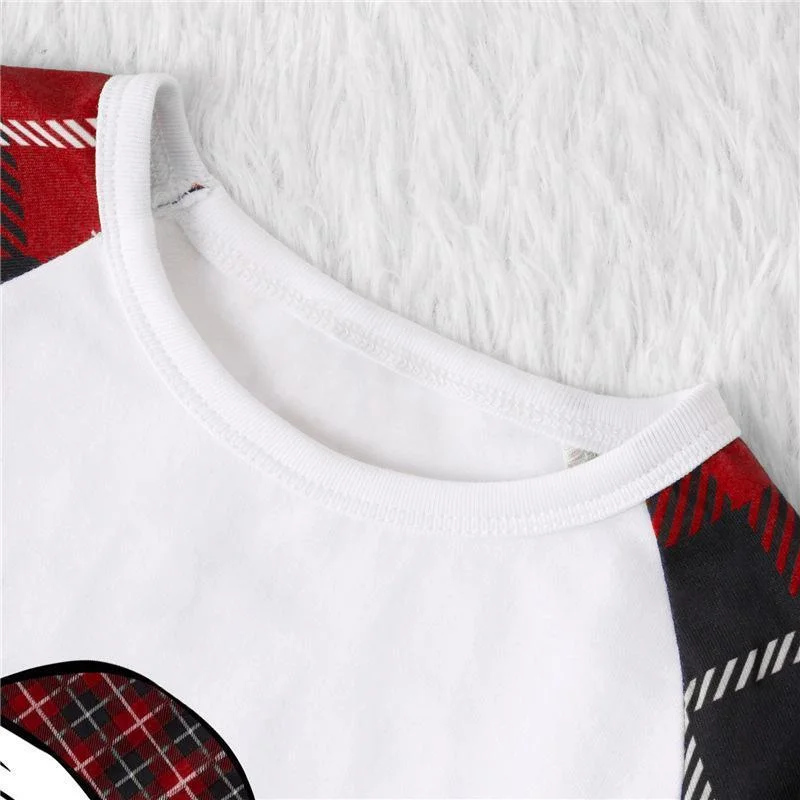 Christmas Hat Top and Plaid Pants Family Matching Pajamas Set