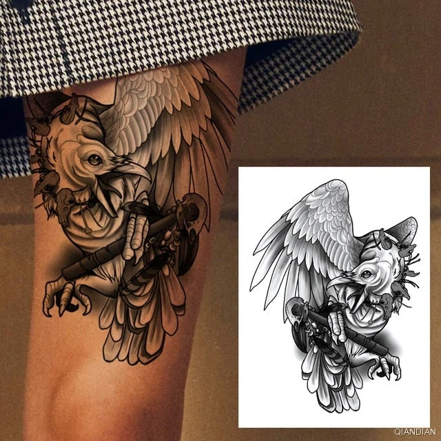 Large Tiger Lion Black Flower Fake Tattoo Sticker For Women Rose Fox BirdTemporary Tattoos DIY 3D Water Transfer Tatoos Girl Man