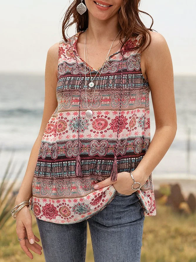 Women Tribal Sleeveless Printed Tank Top