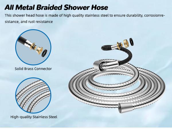 Hibbent Upgraded Chrome Fixed Shower Head Combo - 13'' Easy Reach High Pressure Rainfall Shower, 5-Jet Fixed Showerhead, 10-Mode Handheld, 12'' Extension Arm, 4-Way Diverter, 71'' Hose, Holder, cUPC Certified (Multi-Spray, Adjustable), Jets Fixed Showerhe
