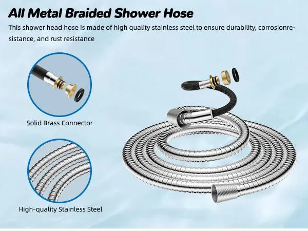 Hibbent Upgraded Chrome Fixed Shower Head Combo - 13'' Easy Reach High Pressure Rainfall Shower, 5-Jet Fixed Showerhead, 10-Mode Handheld, 12'' Extension Arm, 4-Way Diverter, 71'' Hose, Holder, cUPC Certified (Multi-Spray, Adjustable), Jets Fixed Showerhe