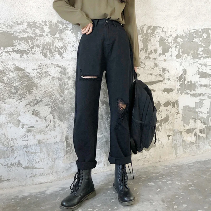 Straight-Leg Ripped Jeans