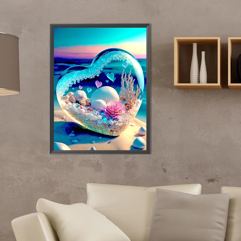 Diamond Painting - Full Round Drill - Beach Love Crystal Flower(Canvas|30*40cm)