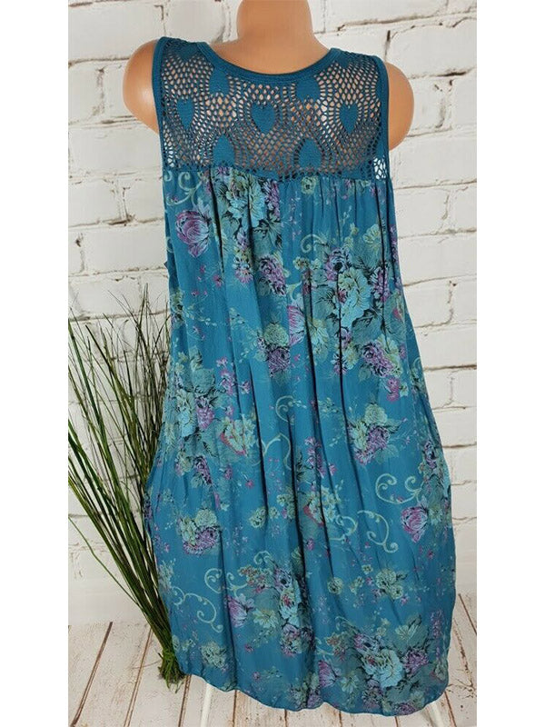 Women Half Sleeve V-neck Solid Color Dress