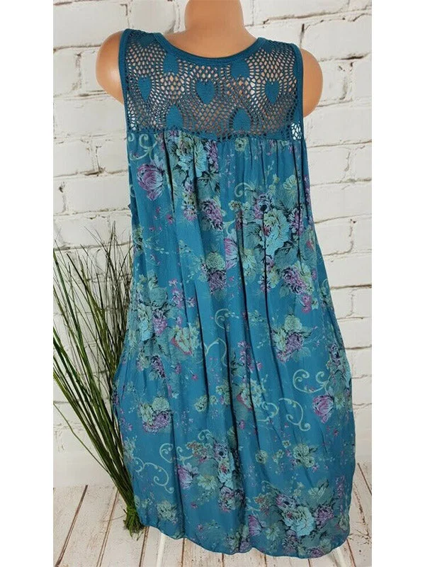 Women Half Sleeve V-neck Solid Color Dress