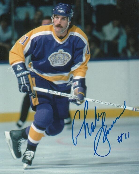 VINTAGE CHARLIE SIMMER SIGNED LOS ANGELES LA KINGS 8x10 Photo Poster painting! Autograph PROOF!