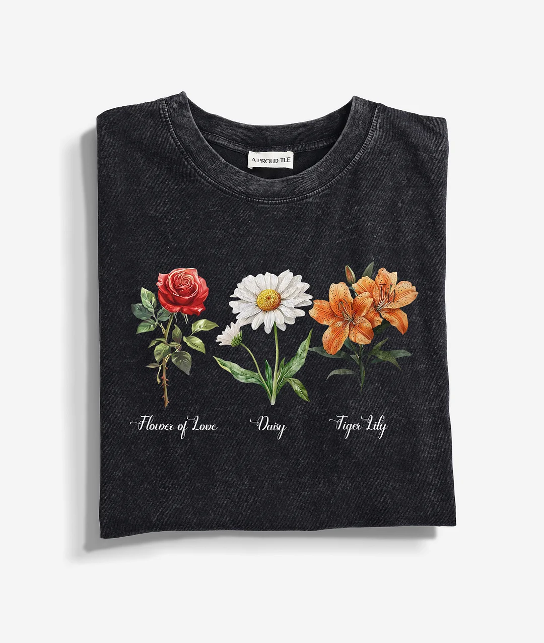 Flower Of Love Daisy Tiger Lily FDT Acid Wash T-shirt