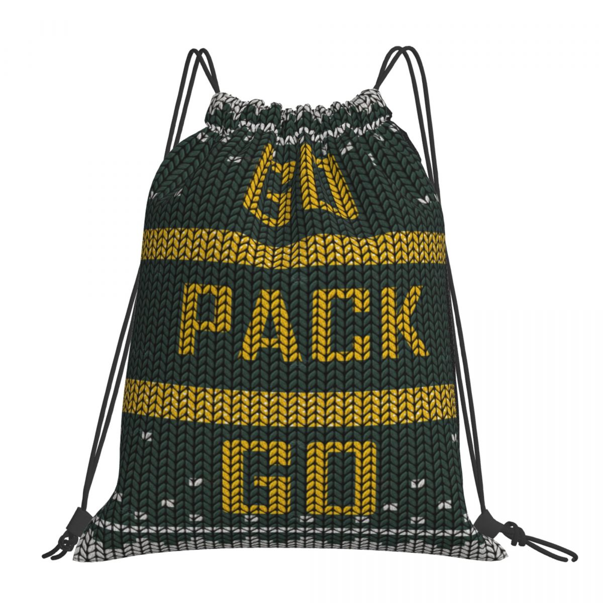 Green Bay Packers Holiday White Waterproof Adjustable Lightweight Gym Drawstring Bag